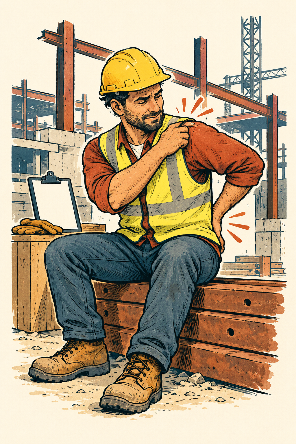 Worker receiving help after an injury