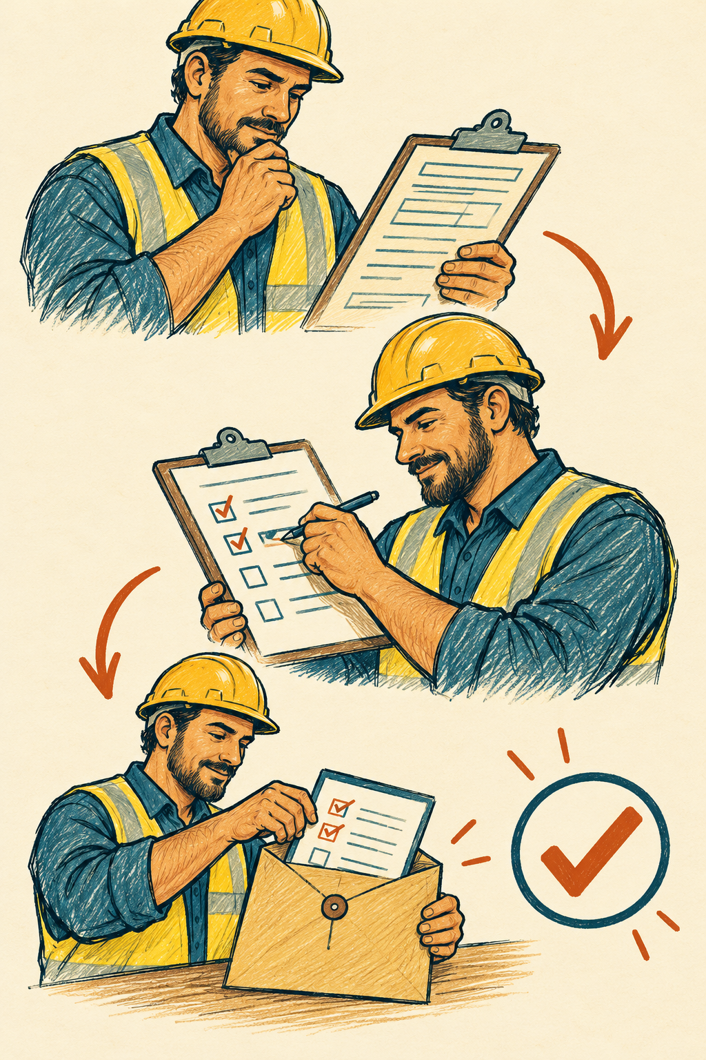 Worker reviewing and submitting a claim form with a saved confirmation