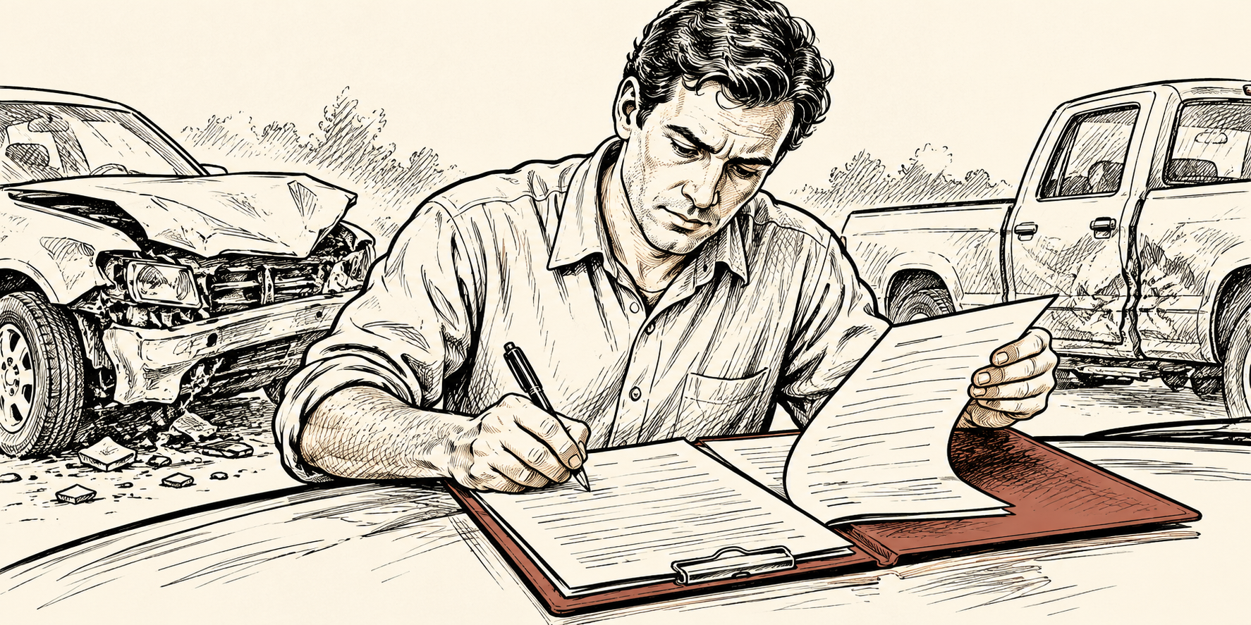 Driver signing a completed crash report